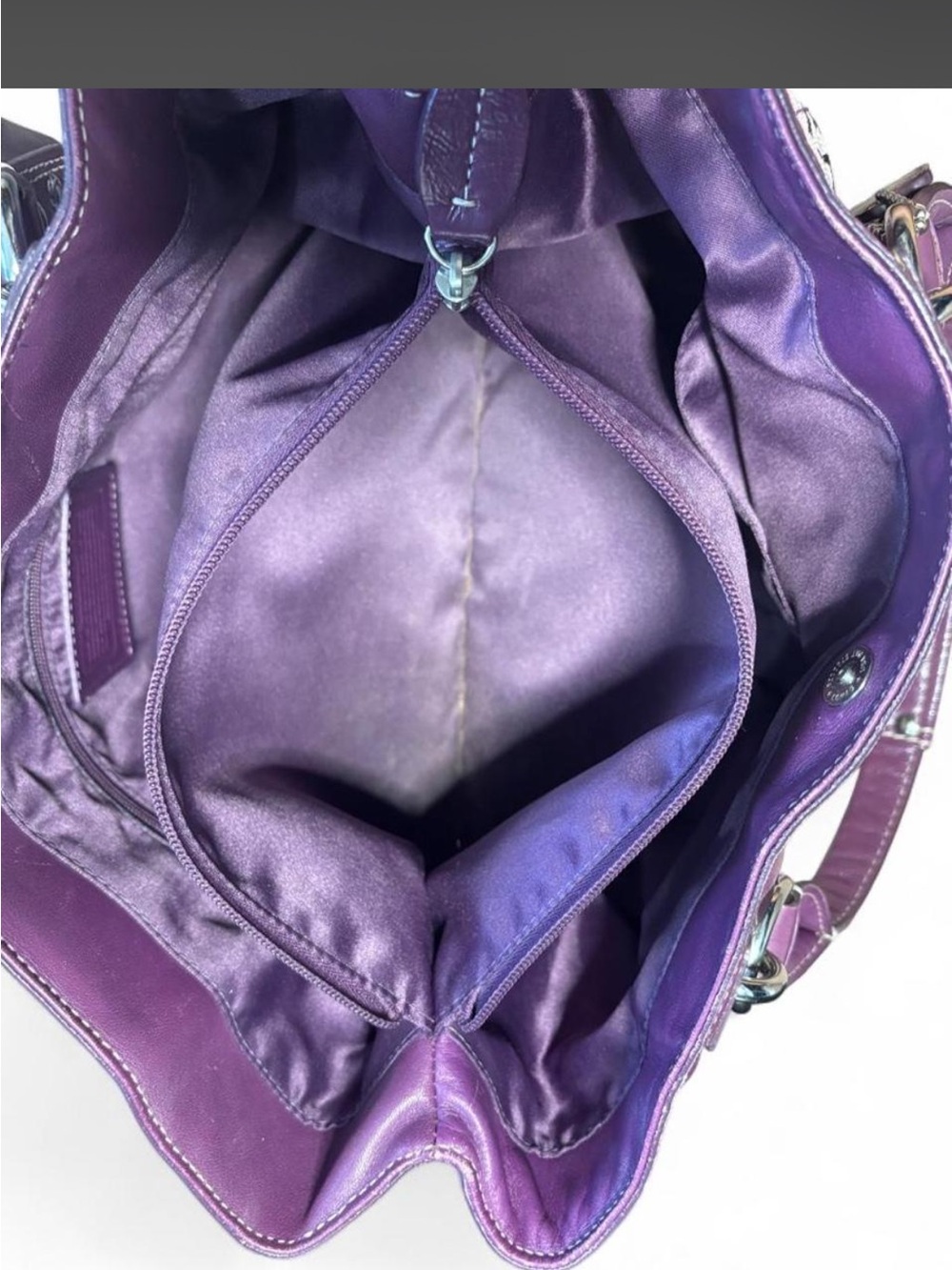 Coach F14569 Signature Purple Jacquard Gallery Tote Y2K Shoulder Bag - Picture 7 of 8